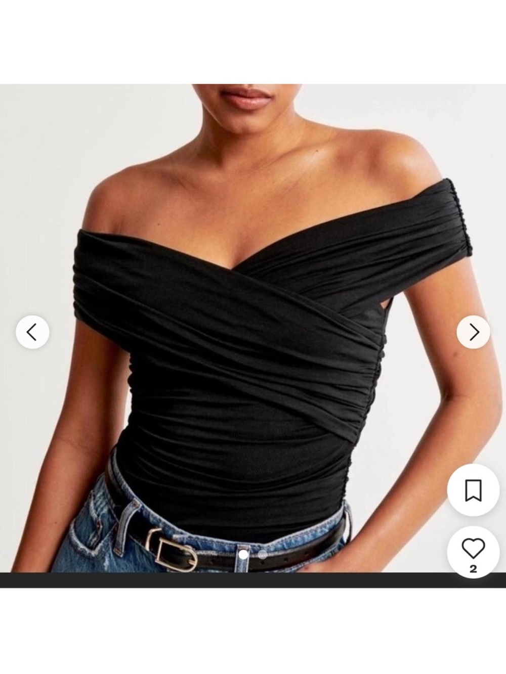 Abercrombie Off-Shoulder Ruched Wrap Top IN RED